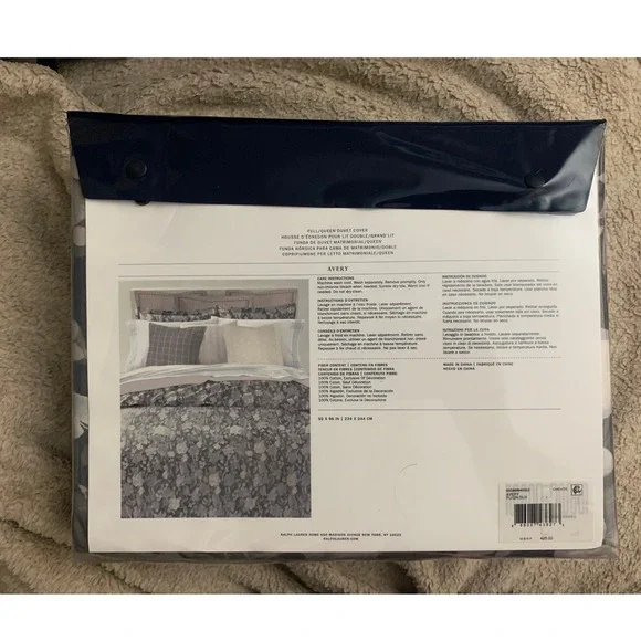 Ralph Lauren Avery Full Queen Duvet Cover Floral Grey White Luxury Bedding - Picture 7 of 13